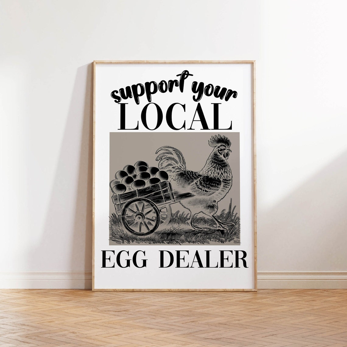 Support Your Local Egg Dealer Vintage Rooster Egg Cart Poster - Image 3