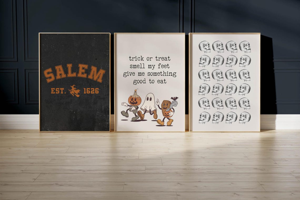 Halloween Gallery Wall Set Of Eight Spooky Art Collection Print - Image 3