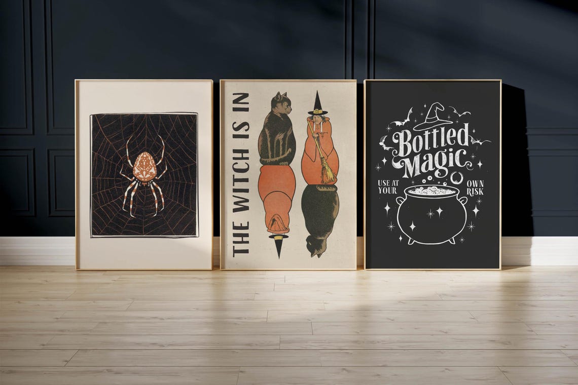 Halloween Gallery Wall Set Of Eight Spooky Art Collection Print - Image 5