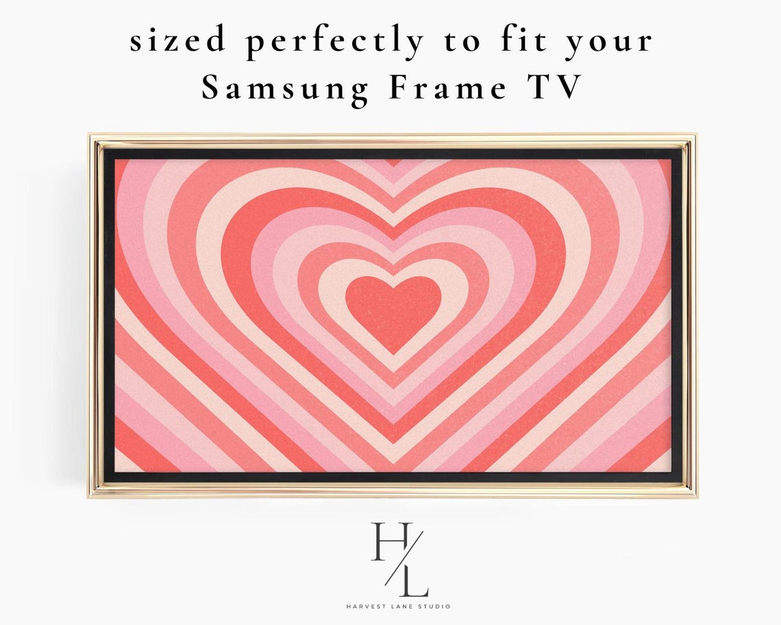Pink Concentric Hearts Retro Valentine Frame TV Digital Wall Art Print - Image 6