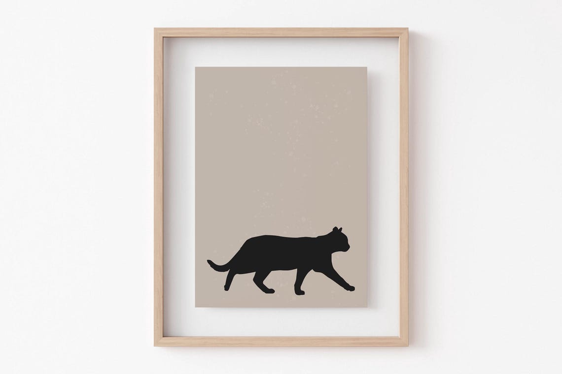 Black Cat Silhouette Minimalist Beige Modern Halloween Cat Poster - Image 6