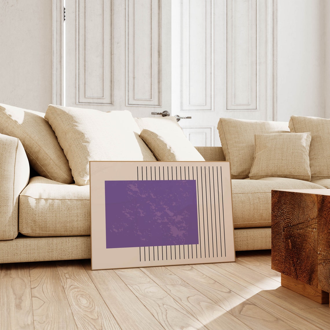 Abstract Mid Century Modern Line Art Purple Rectangle Poster - Image 5