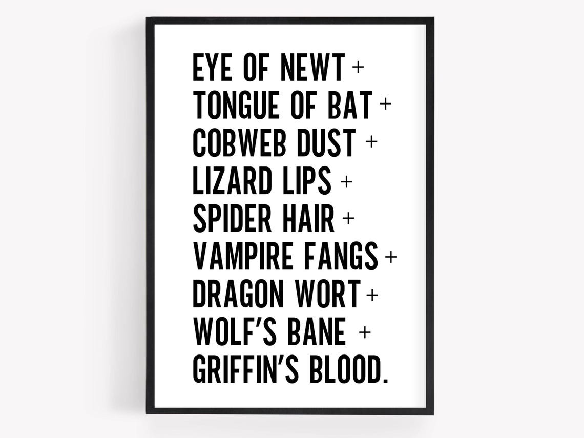 Witch Potion Ingredients Eye of Newt Spell List Halloween Art Poster - Image 2