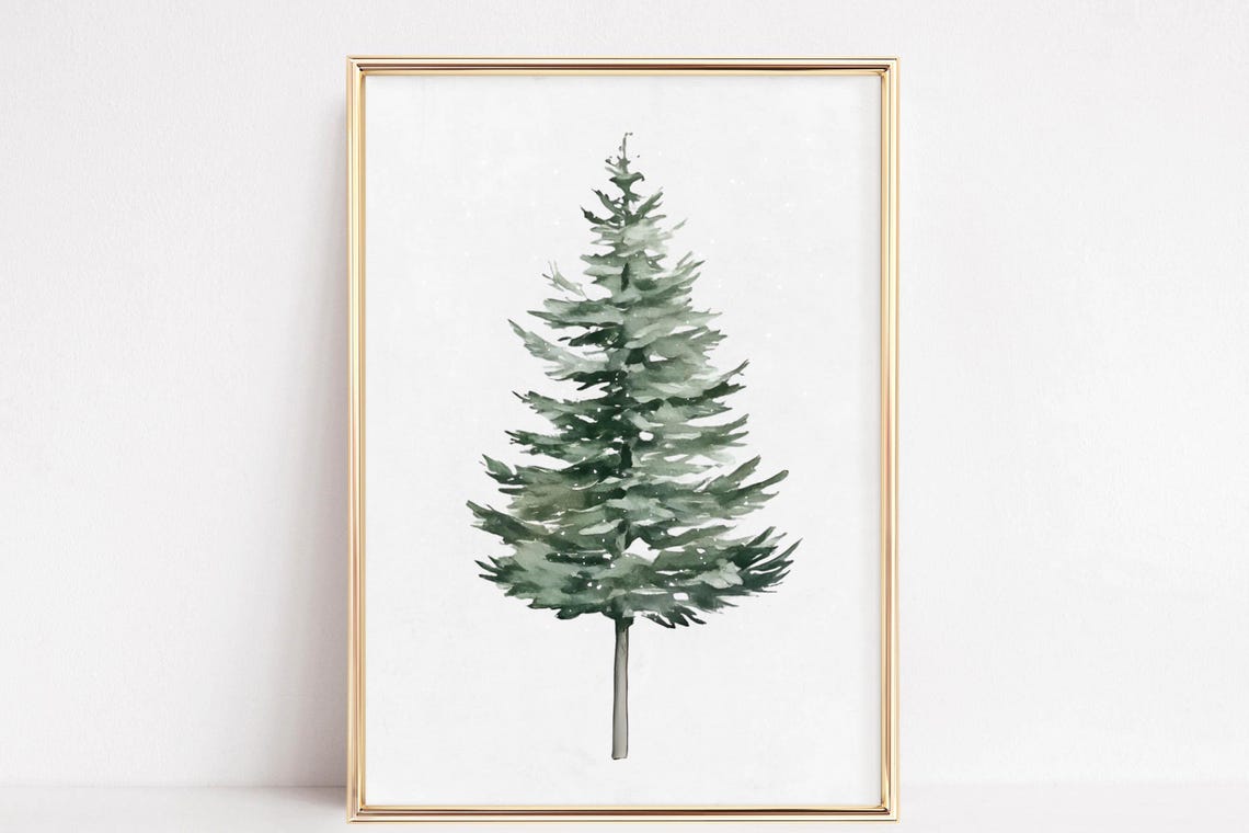 Classic Watercolor Evergreen Pine Tree Branch Winter Holiday Poster - Image 5