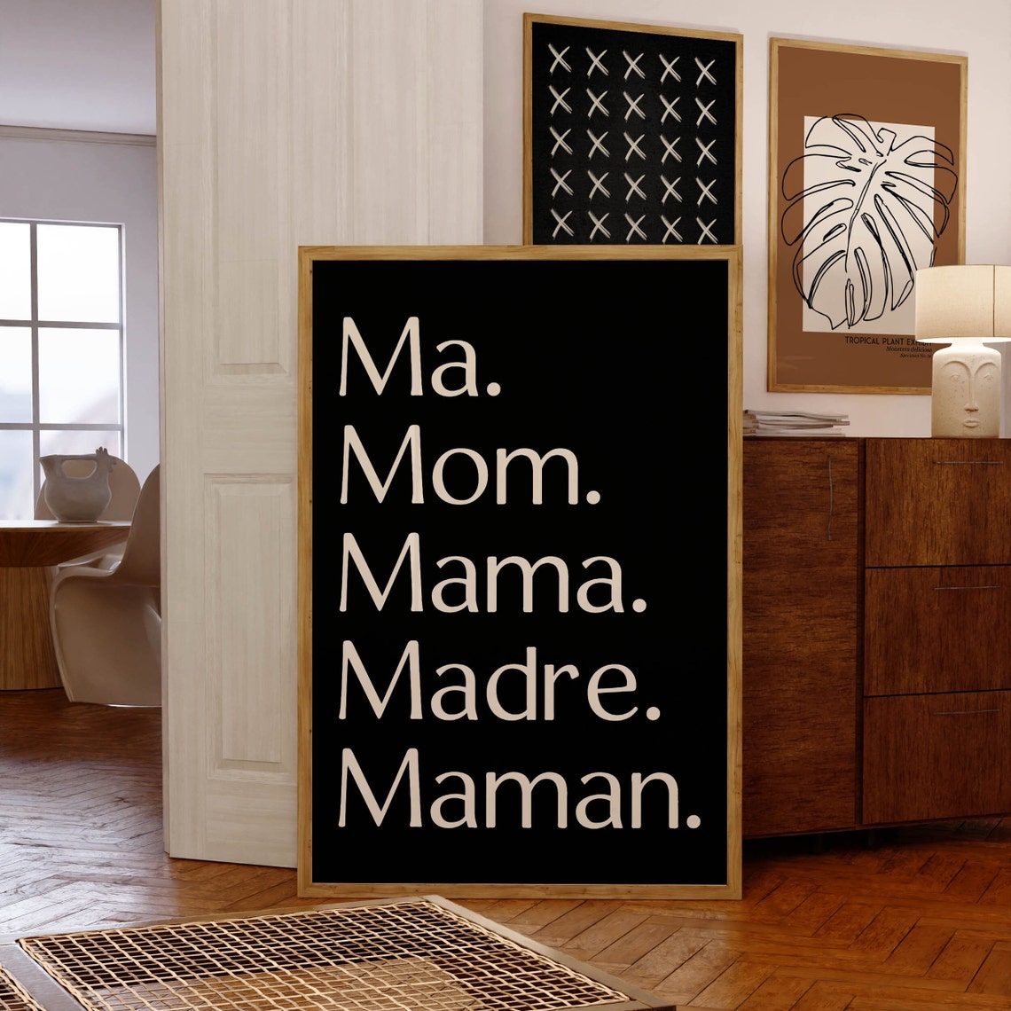 Ma Mom Mama Madre Maman Mothers Day Typography Black Gift Poster - Image 3