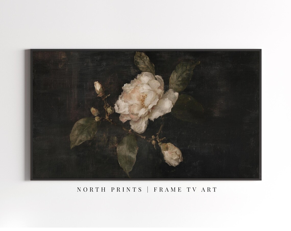 Moody Floral Gardenia Art Print, Dark Academia - Image 3