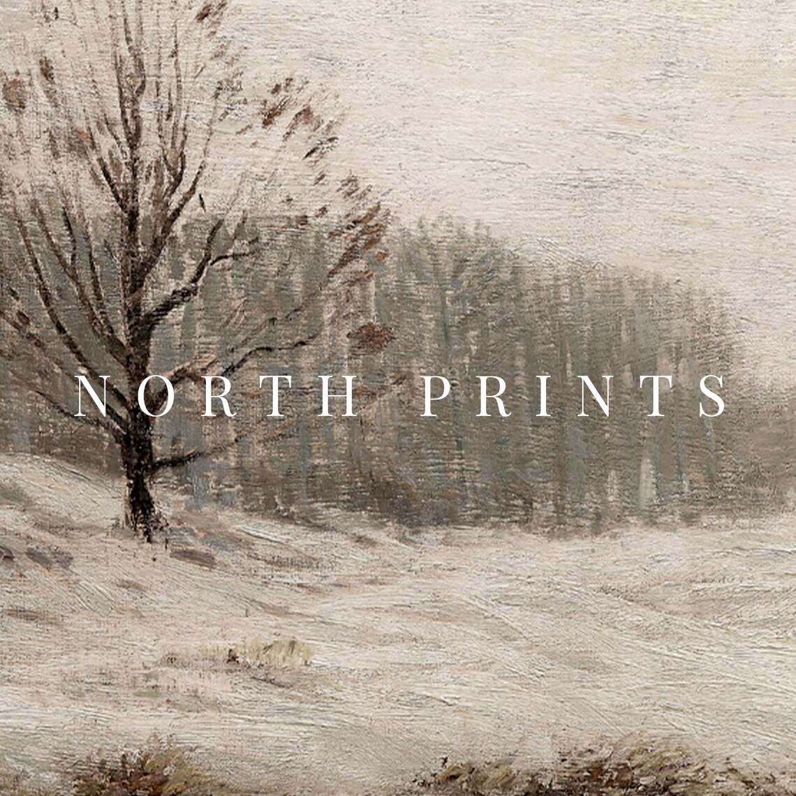 Vintage Winter Landscape, Neutral Muted Art Print - Image 2