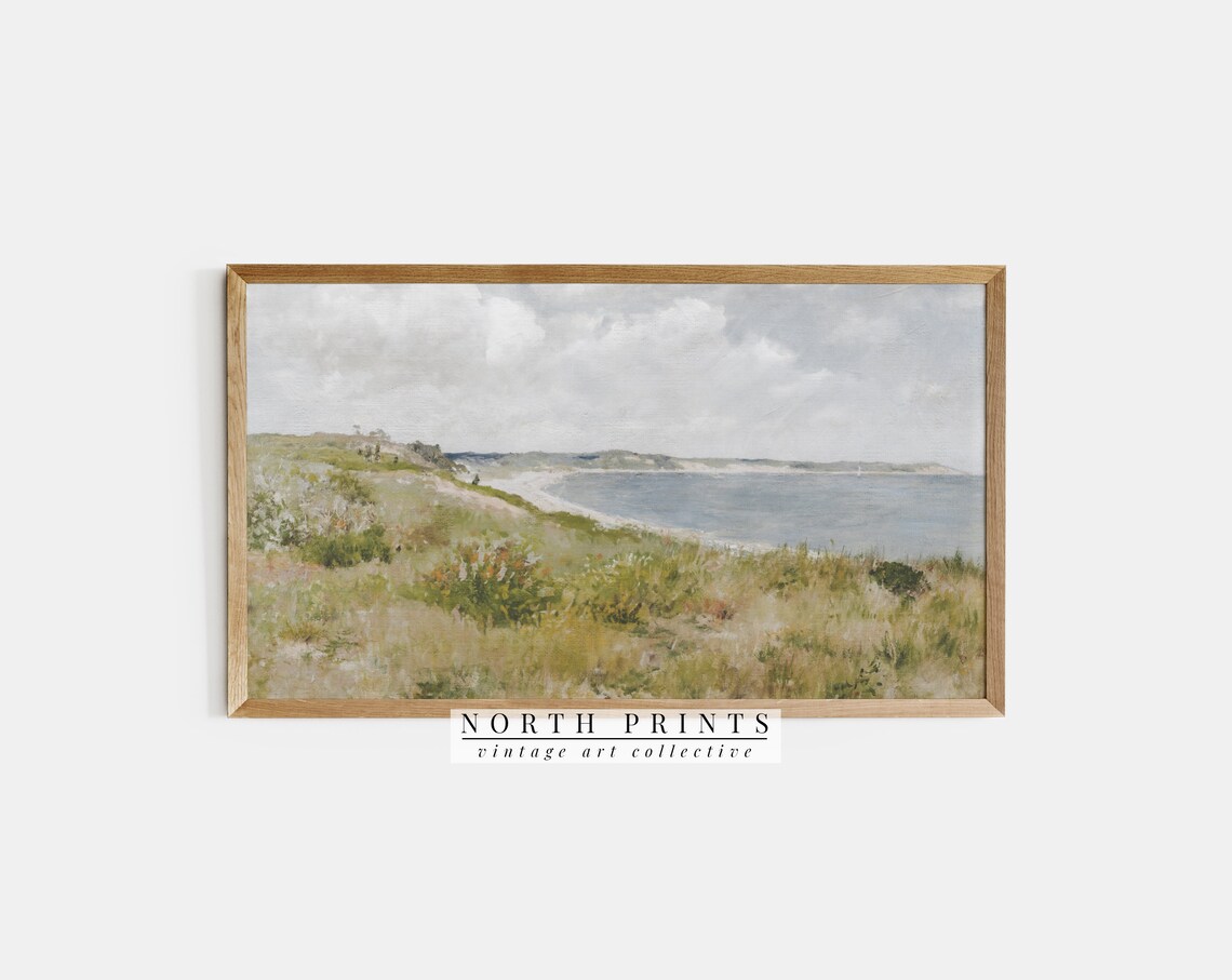 Coastal Dunes Beach Meadow Seaside View Vintage Summer Travel Poster