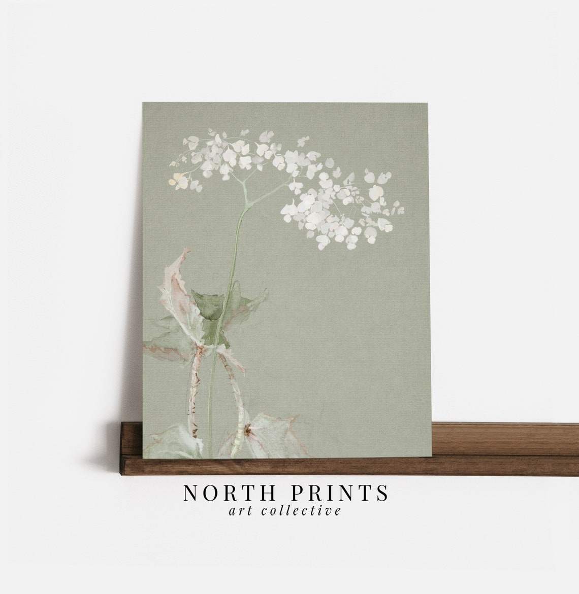 Sage Green White Blossom Botanical Painting Soft Floral Nursery Poster - Image 3