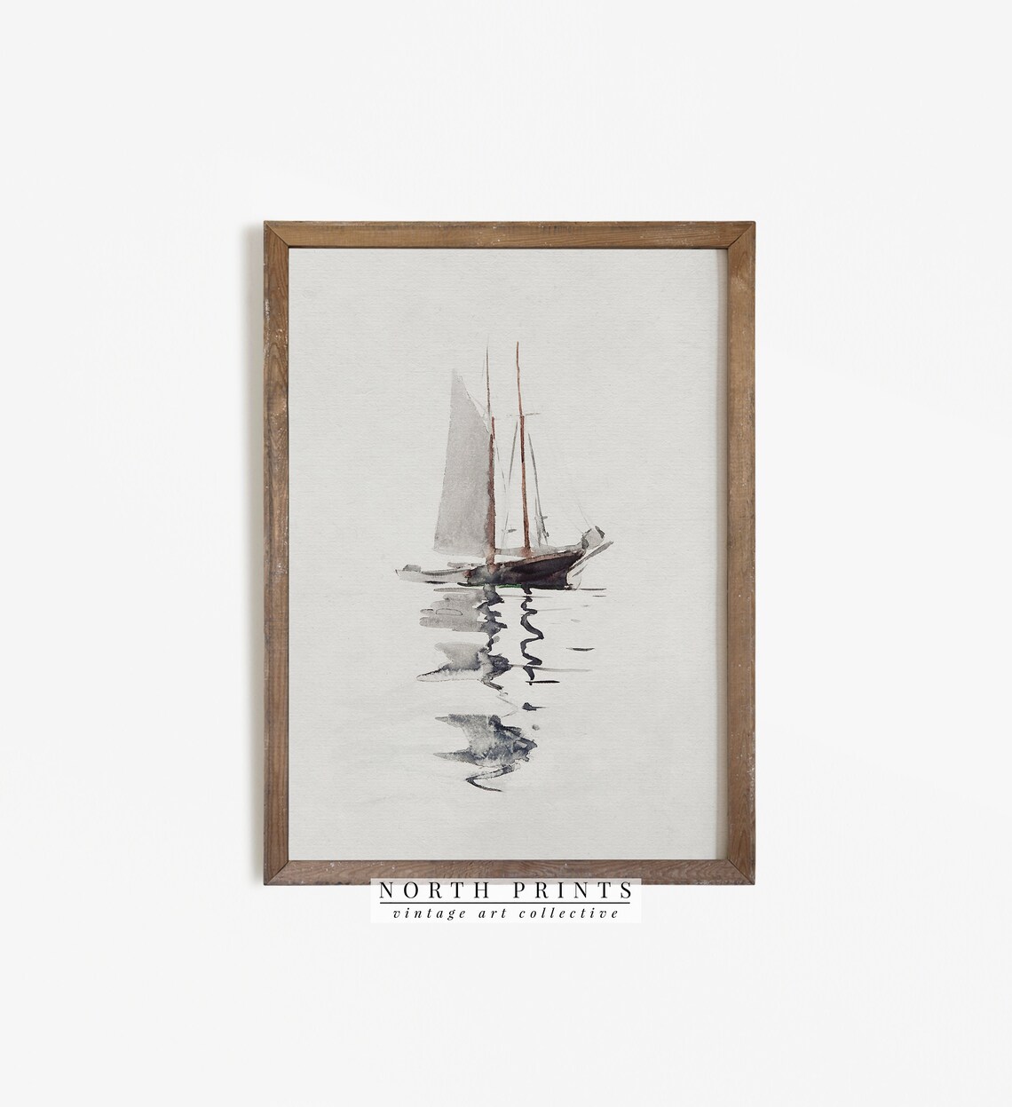 Neutral Nautical Sailboat Vintage Nursery Art Print