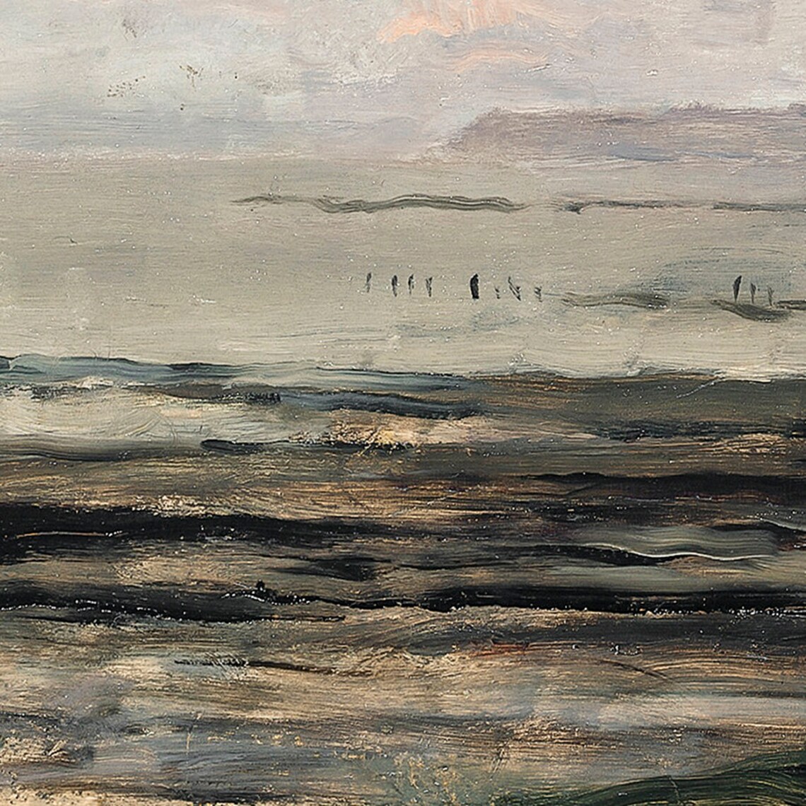 Moody Seascape Vintage Beach Art, Coastal Painting - Image 4