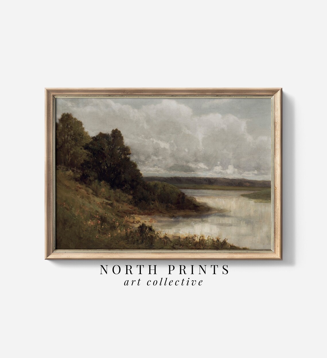Rustic Lake Landscape Art Print, Coastal Living Room