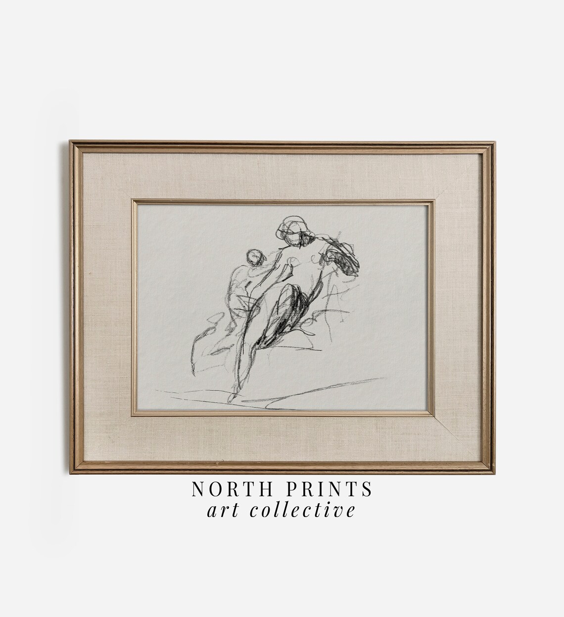 Mother And Child Portrait Sketch, Neutral Minimalist Art Print - Image 2