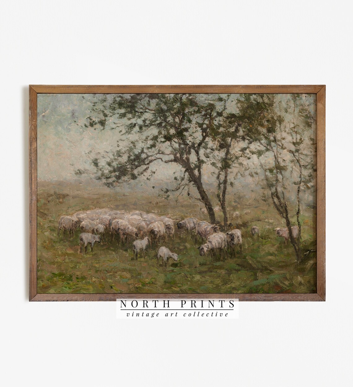 Sheep Oil Painting Vintage Farm Animal Art Print