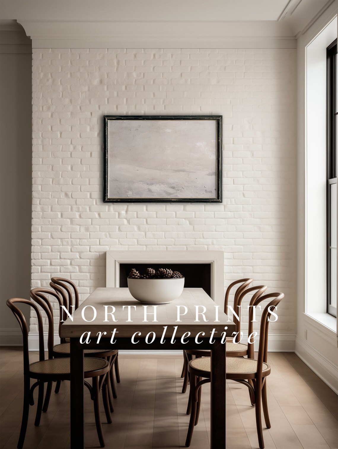 White Abstract Winter Landscape Neutral Minimal Snow Drift Poster - Image 4