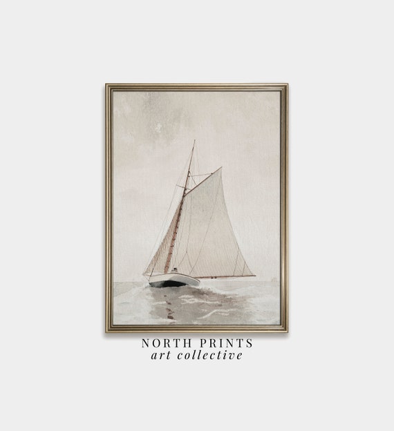 Vintage Sailboat Coastal Aesthetic Art Print