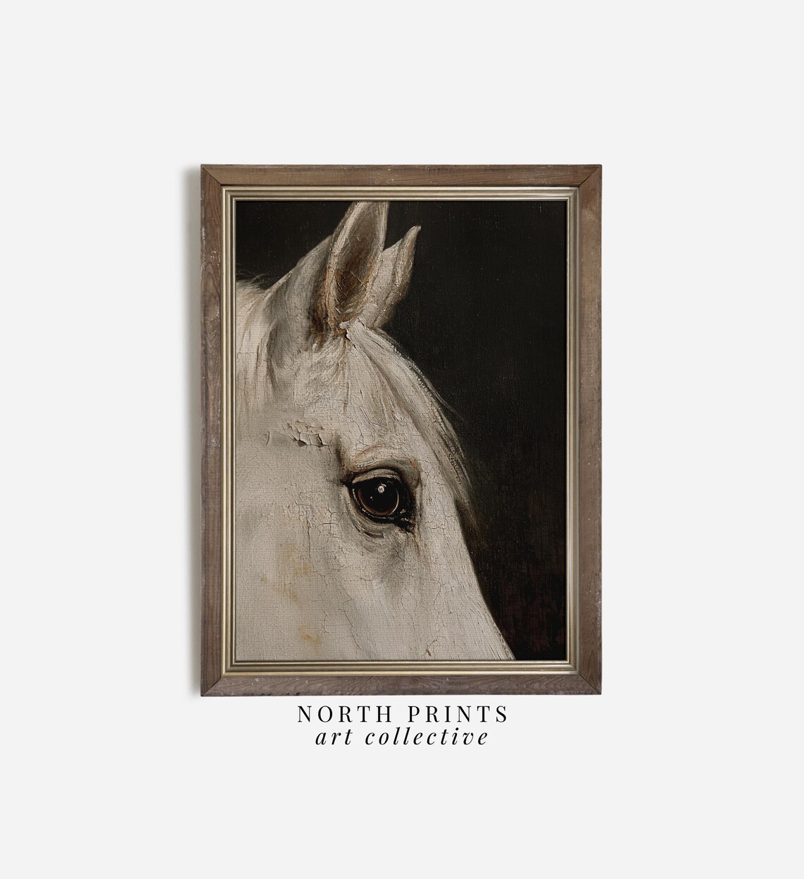 Rustic Horse Painting, Dark Moody Equestrian Art Print