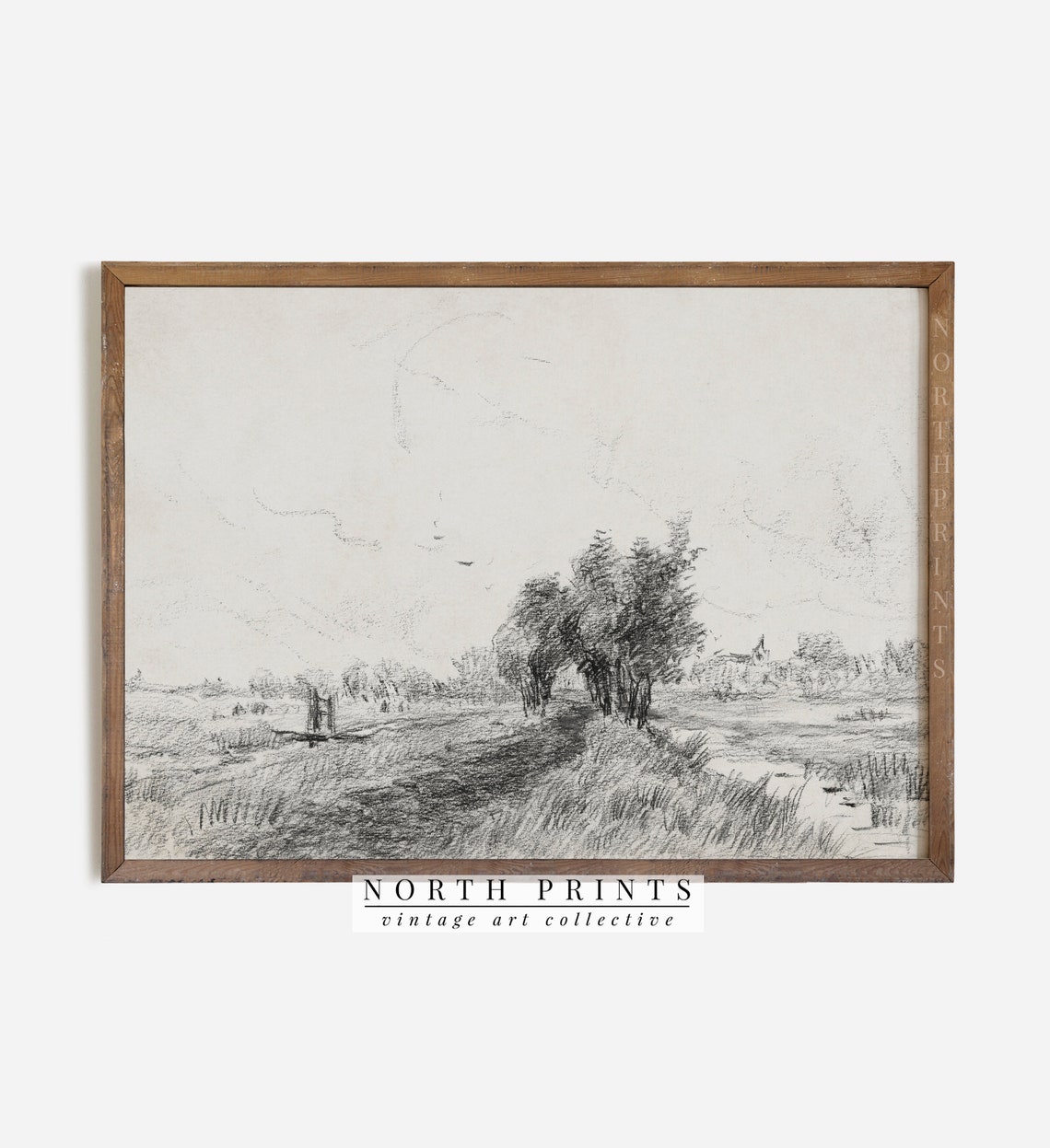 Neutral Vintage Print Art Simple Landscape Sketch North Prints Sk 308 - Image 3