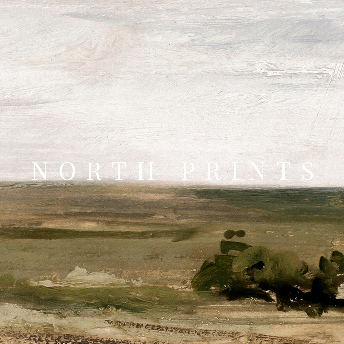 Vast Countryside Field Cloudy Sky Vintage Landscape Painting Poster - Image 2