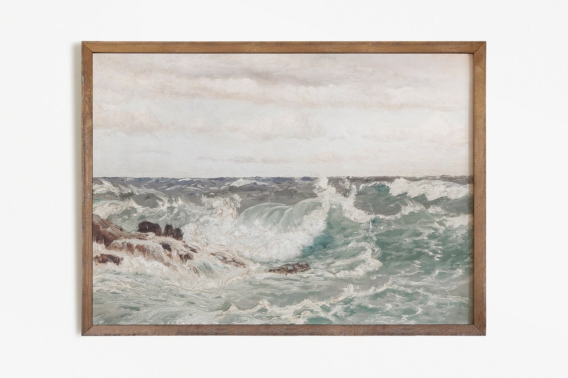 Coastal Vintage Ocean Waves Art Print