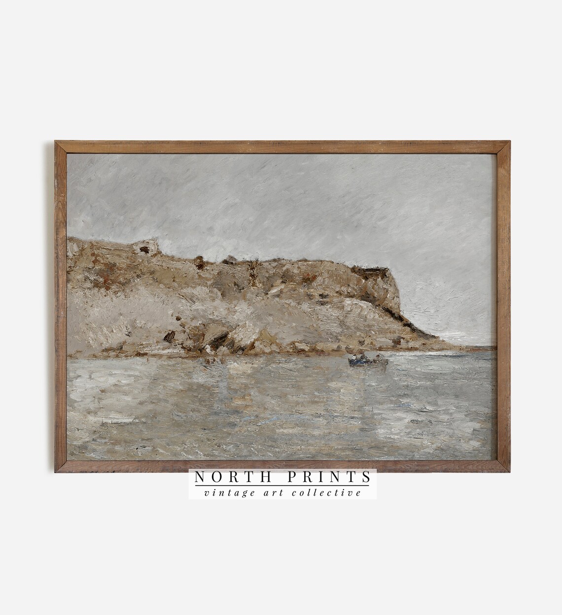 Rustic Coastal Neutral Seascape Art Print - Image 2