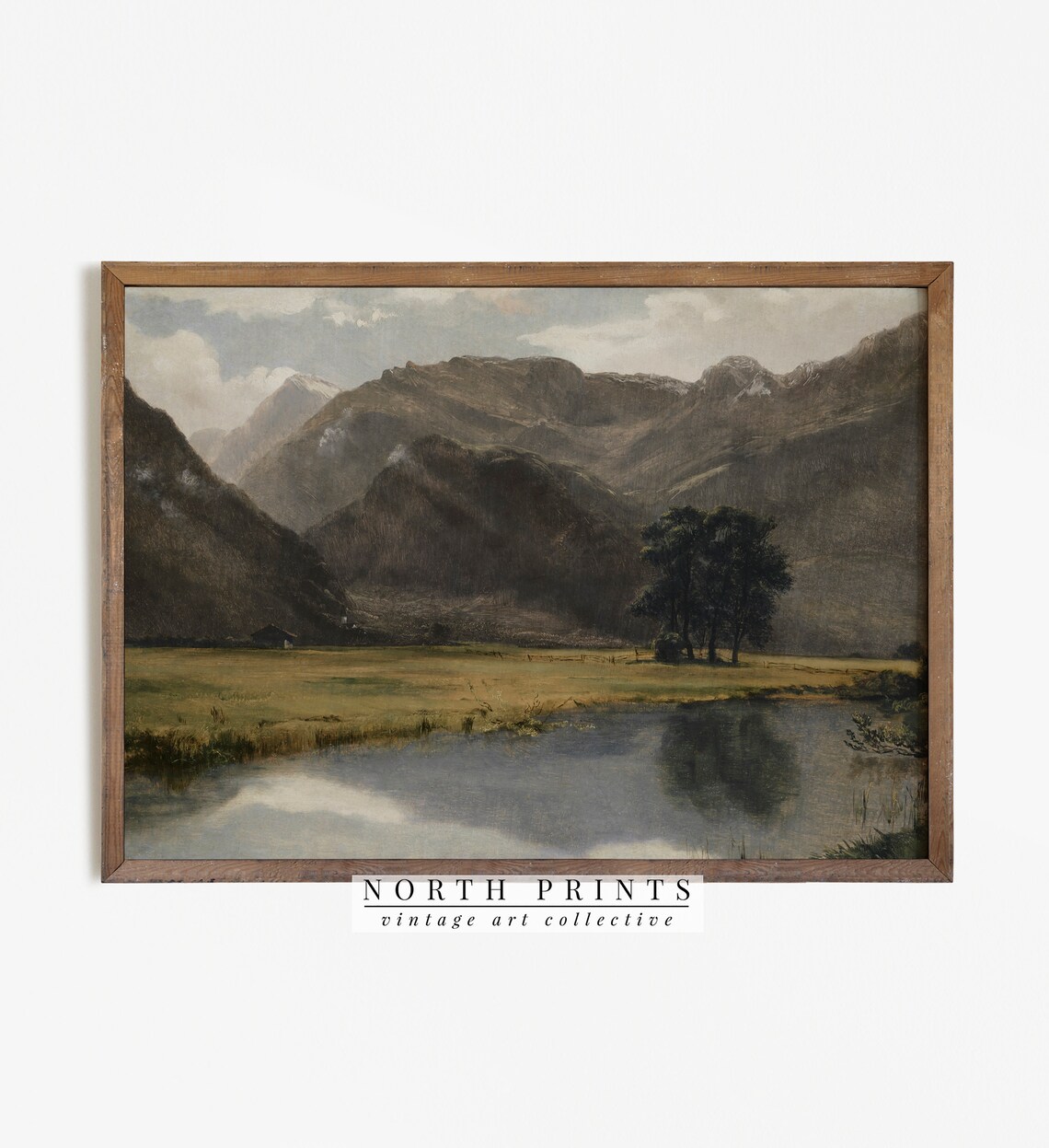 Vintage River Landscape Painting, Mountain Art Print - Image 4