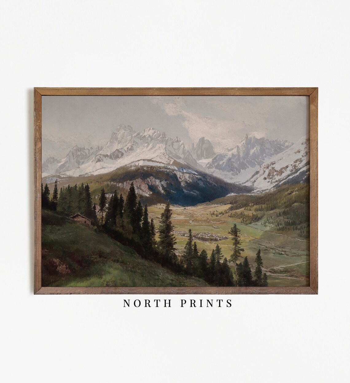 Rustic Mountain Painting Vintage Landscape Art Print