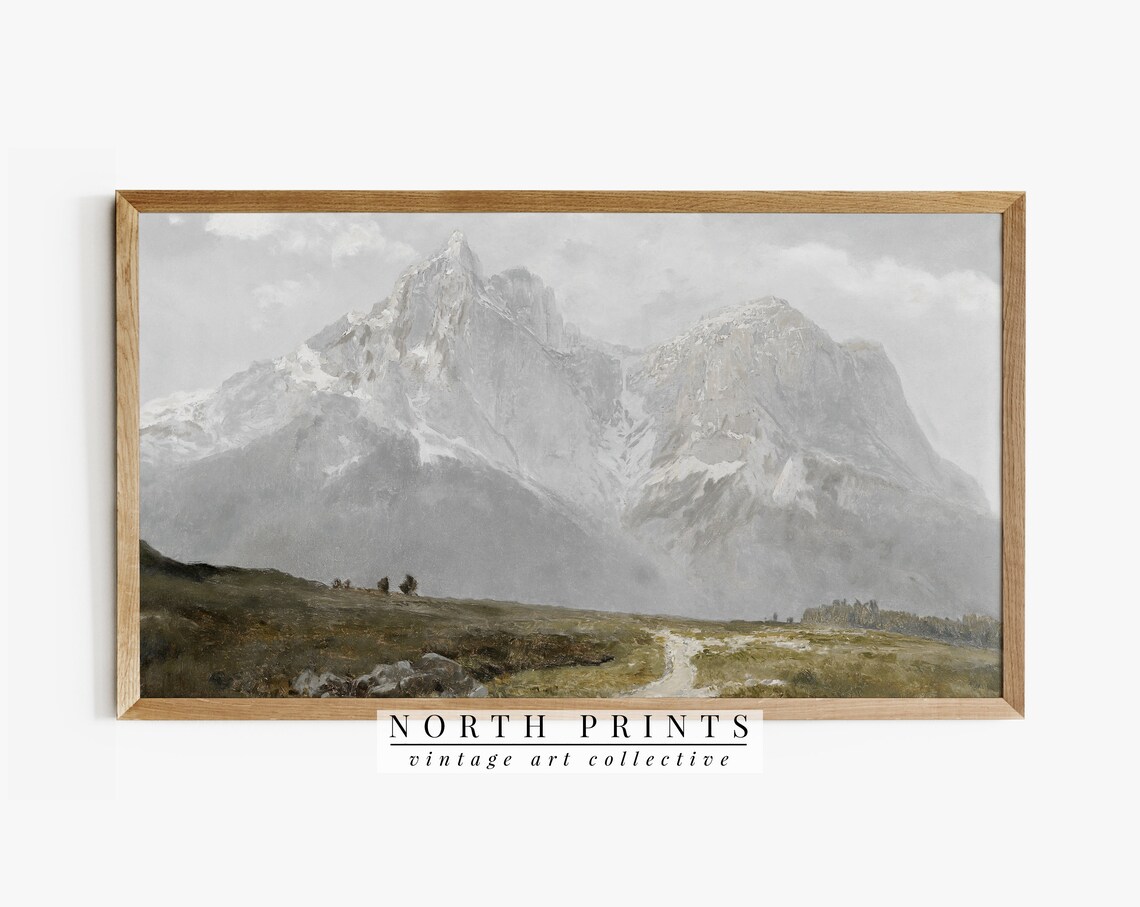 Muted Vintage Mountain Landscape Art Print
