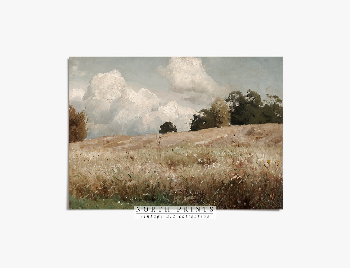 Vintage Farmhouse Landscape Art Print, Country Decor - Image 2