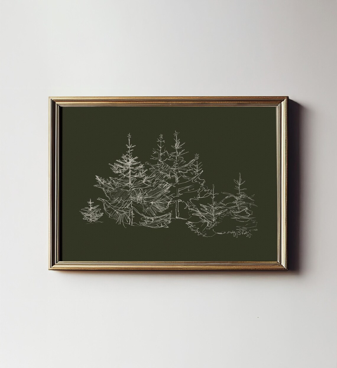Winter Pine Tree Green Art Print, Holiday Decor
