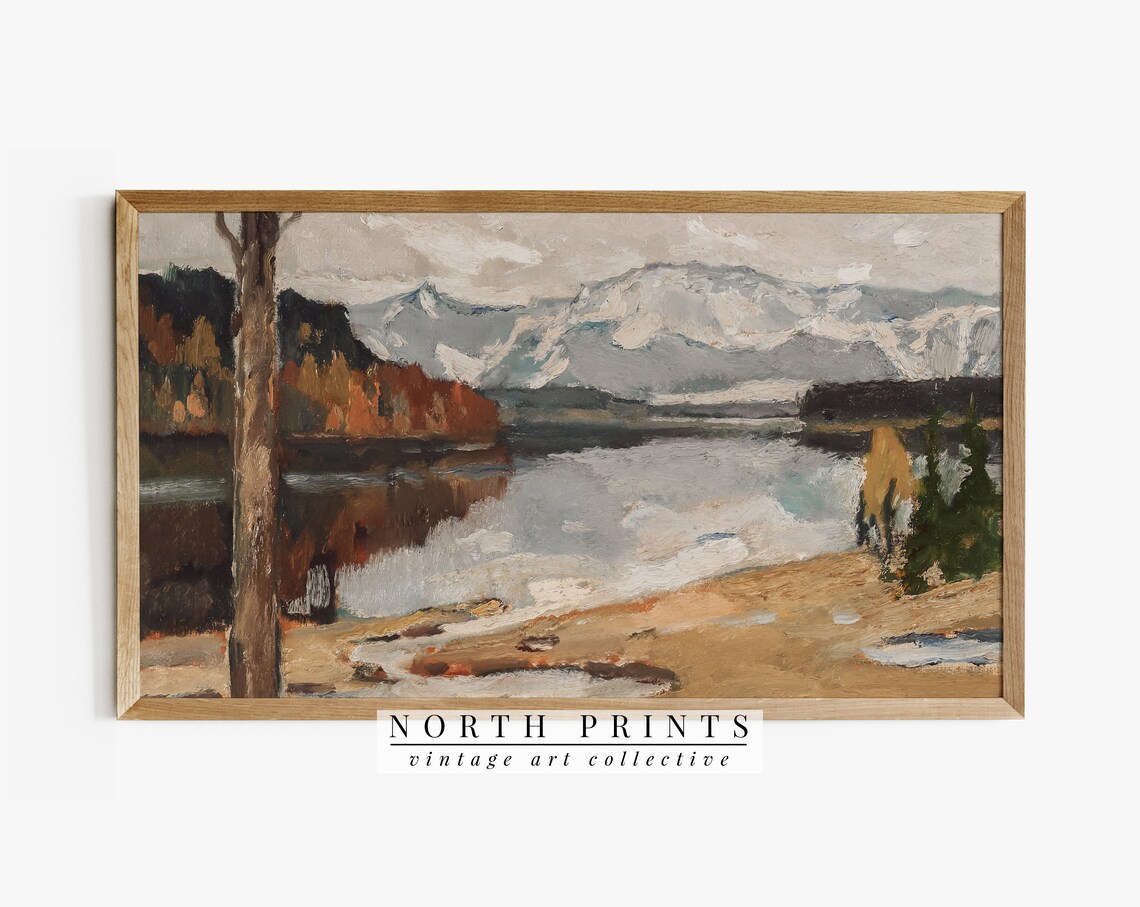 Fall Lake Vintage Rustic Autumn Landscape Art Print