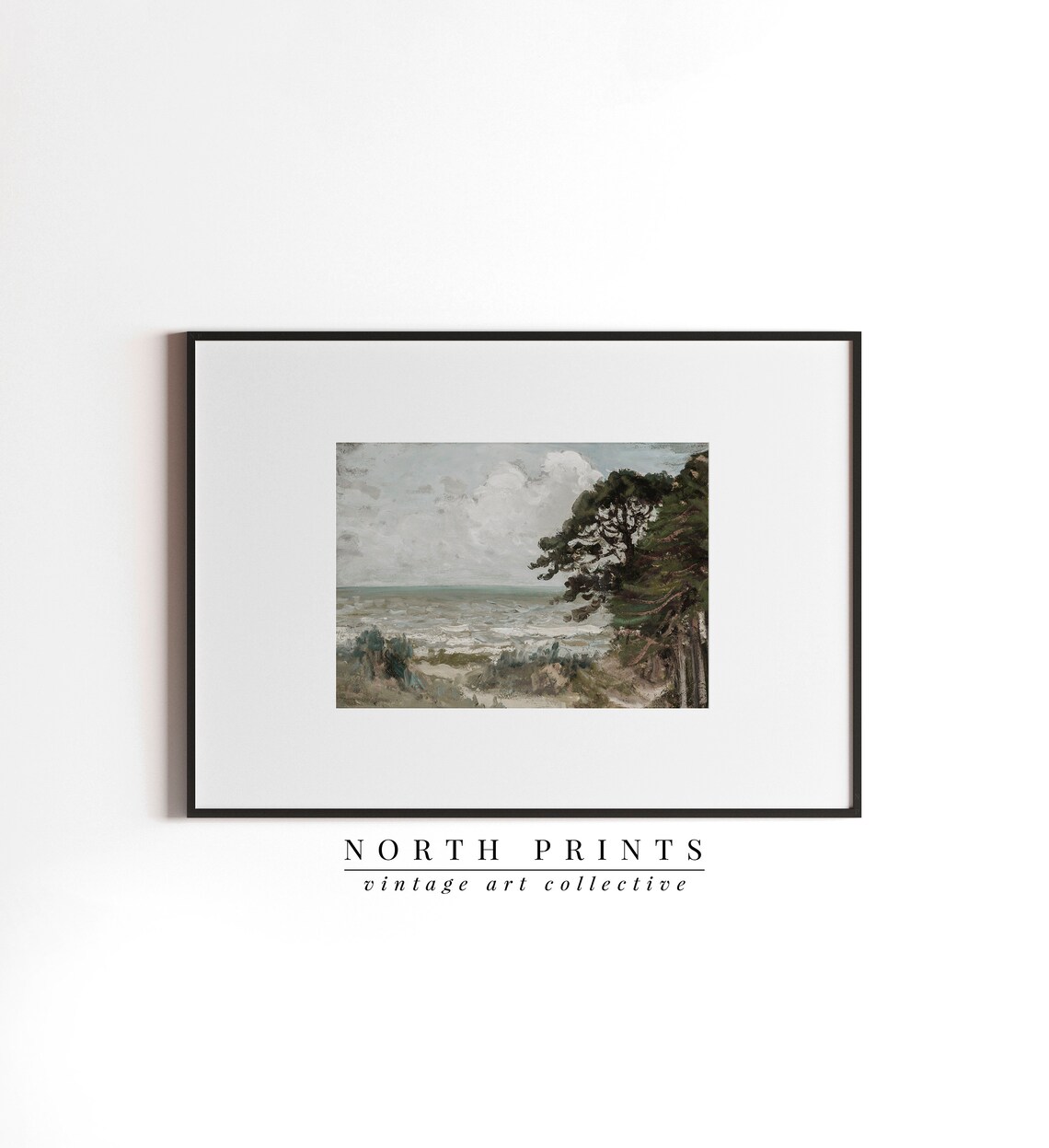 Rustic Coastal Oil Painting Vintage Beach Art Print - Image 3