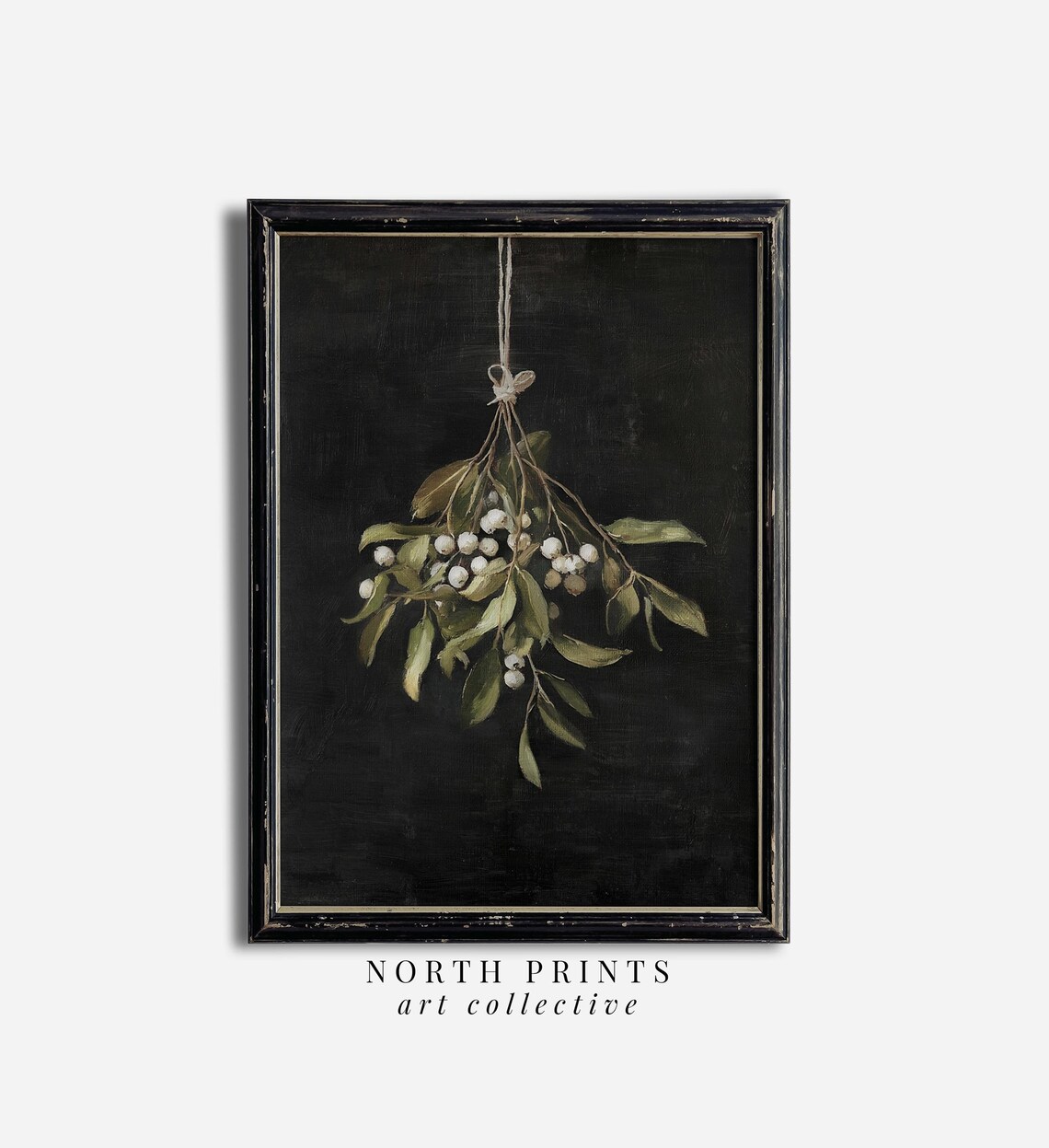 Mistletoe Moody Festive Holiday Christmas Wall Art Print