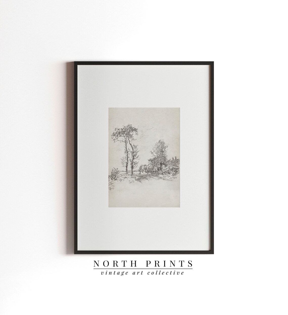 Neutral Minimalist Landscape Sketch Art Print - Image 3