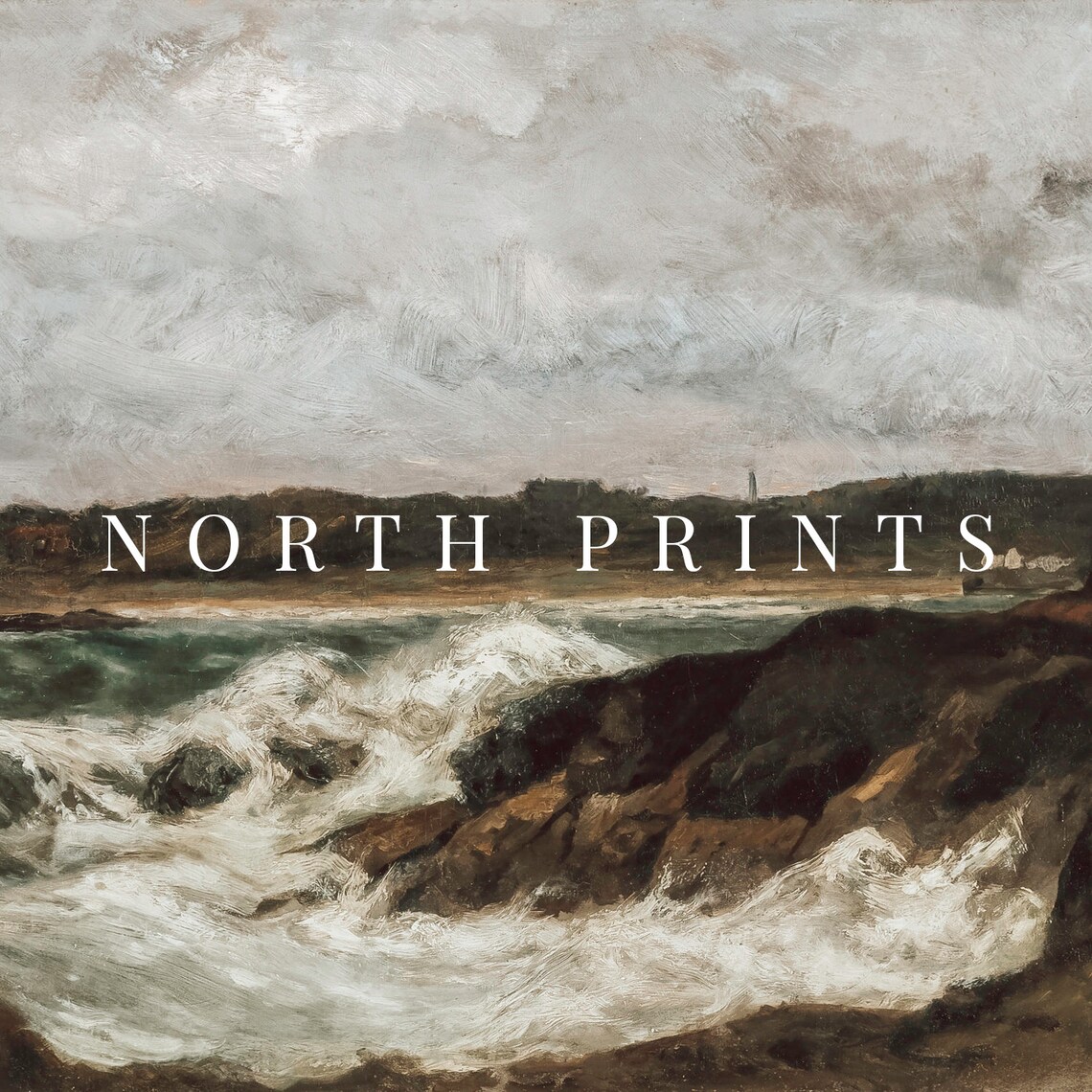 Moody Coastal Vintage Seascape Oil Painting Art Print - Image 4