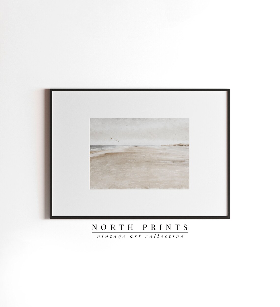 Vintage Neutral Beach Painting, Coastal Landscape Print - Image 3