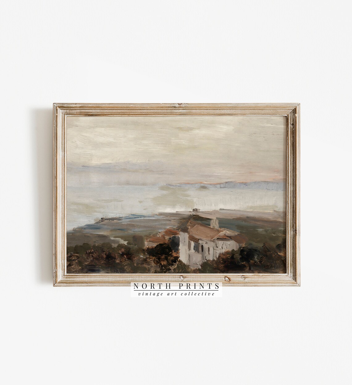 European Coastal Painting, Vintage Rustic Coastal Art Print - Image 3