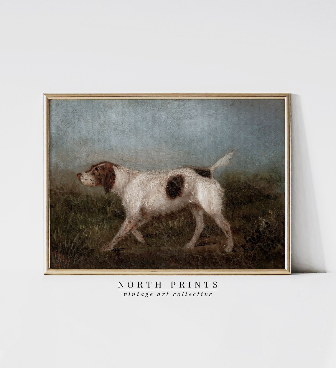 Vintage Hunting Dog Oil Painting Art Print