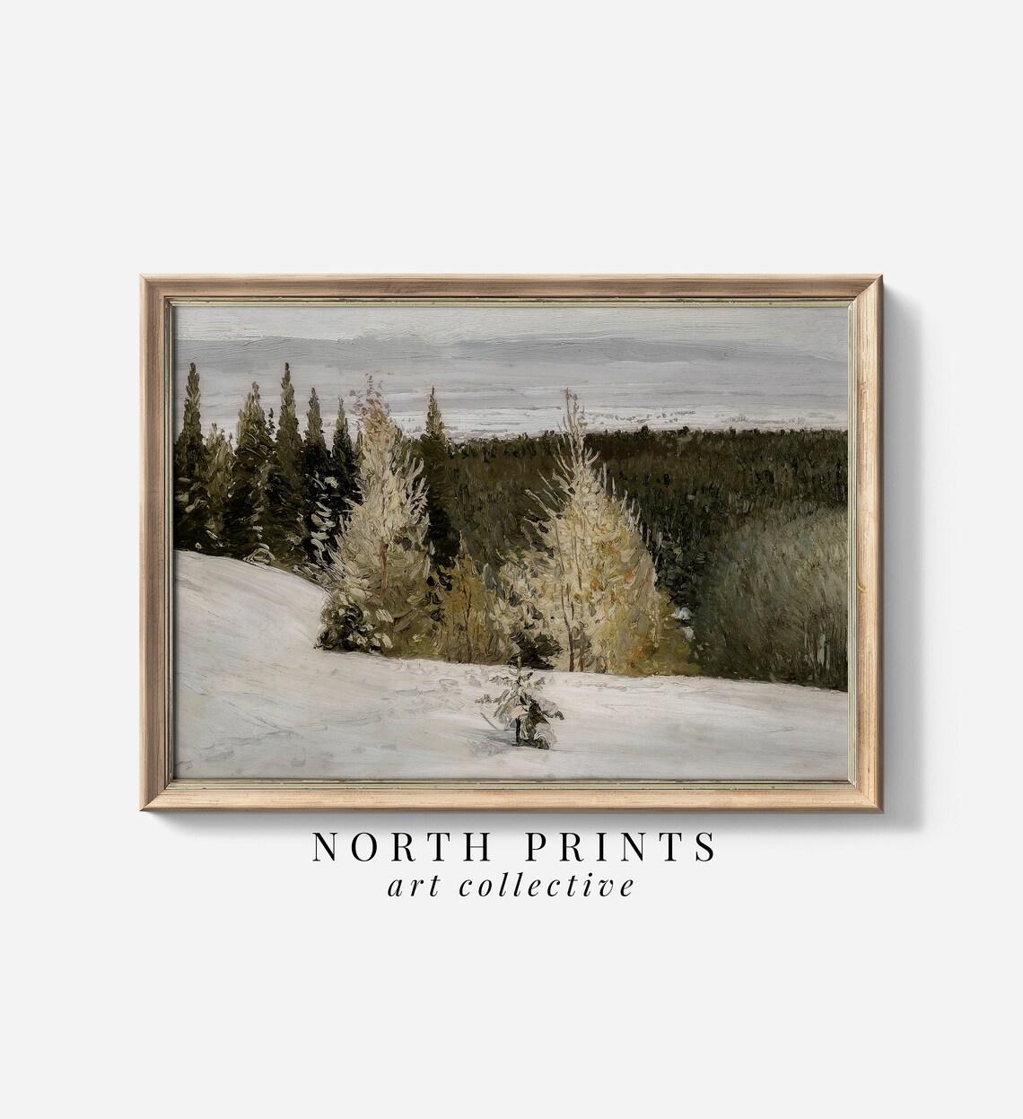 Winter Forest Landscape Painting, Vintage Country Scenery