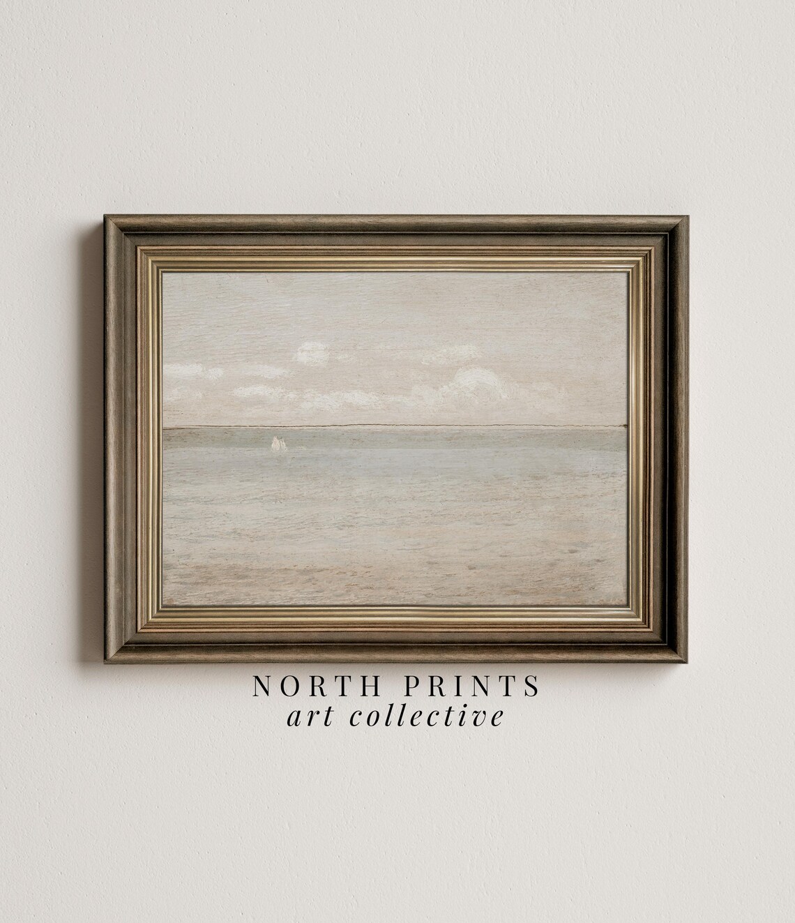 Vintage Coastal Wall Art, Muted Seascape Painting