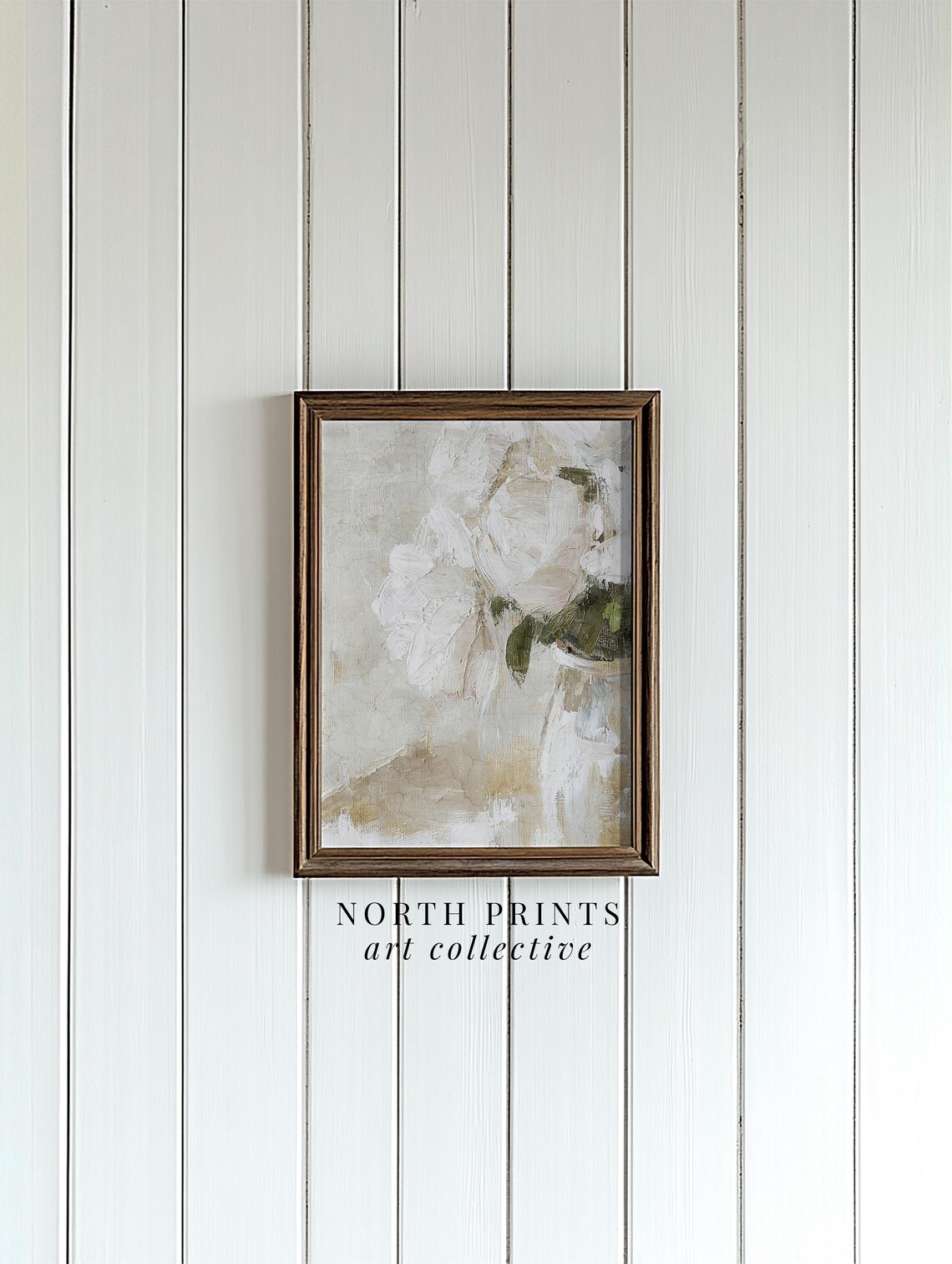 Abstract White Roses Botanical Art Print, Modern Farmhouse - Image 4