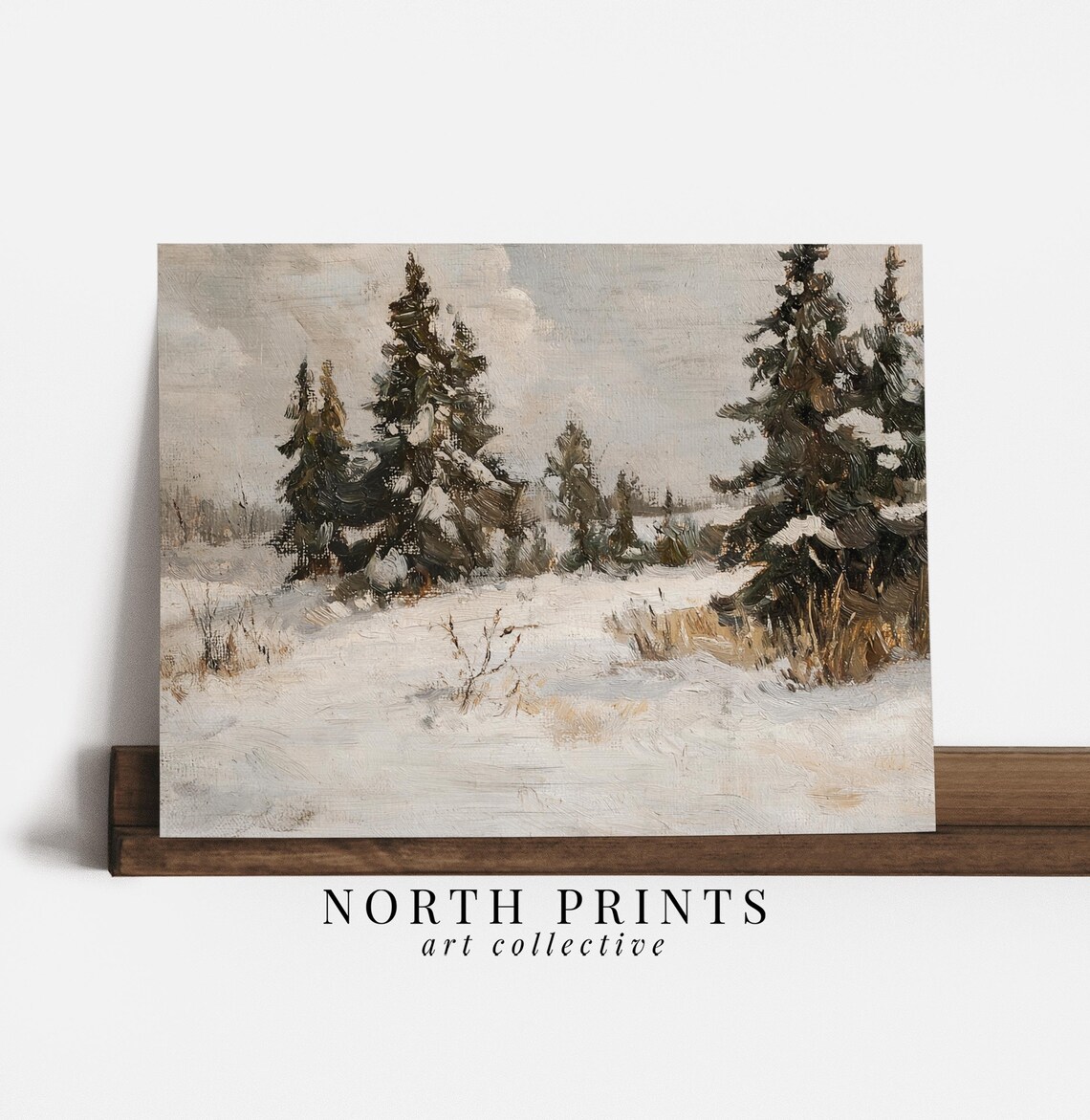 Winter Landscape Painting Art, Rustic Country Farmhouse
