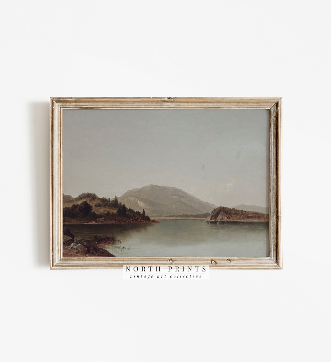 Vintage Lake Painting Landscape Wall Art Print - Image 2