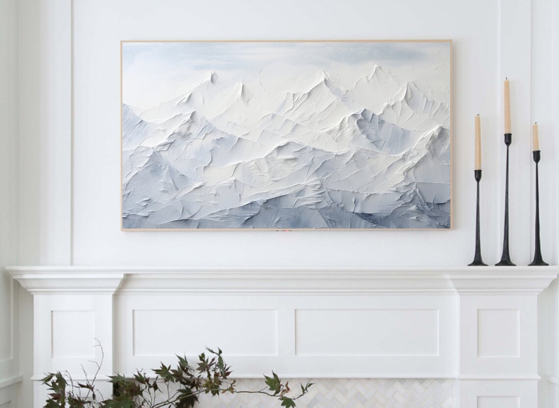 Winter Abstract Mountain Snow Textured Art Print - Image 3