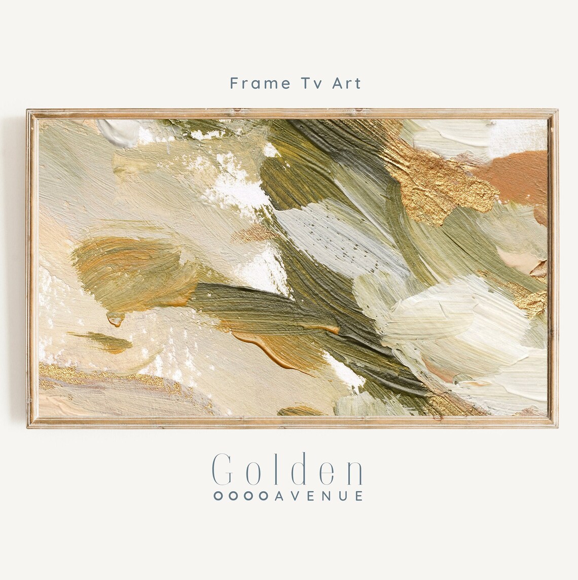 Abstract Spring Art, Green Gold Minimalist Art Print