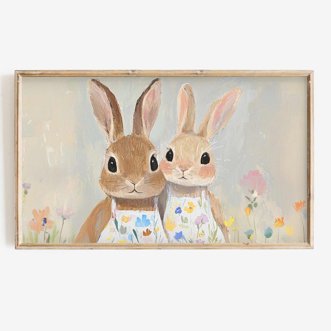 Frame Tv Art Easter Bunny Wildflower Spring Frame Tv Art Cute Rabbit Kids Art For Tv Background