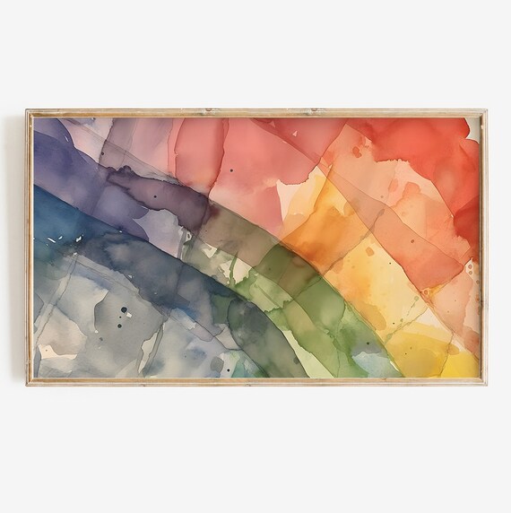 Rainbow Watercolor Abstract Spectrum Arch Colorful Pride Wall Art