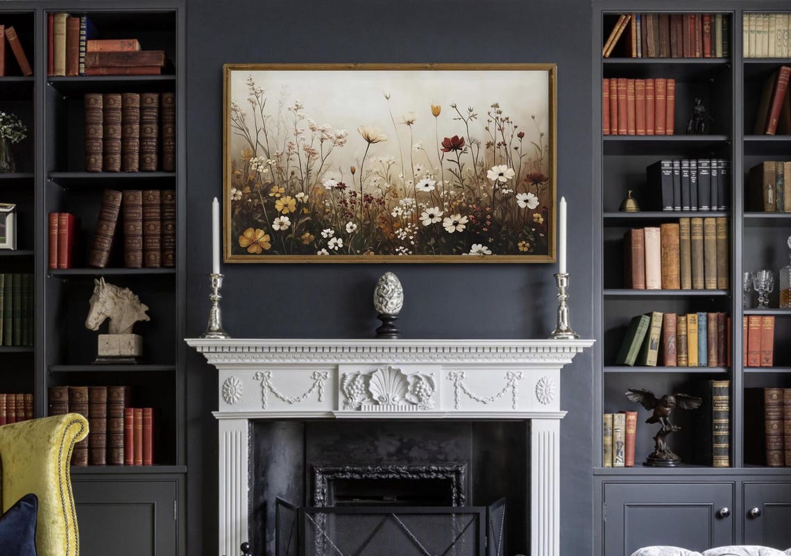 Moody Neutral Toned Wildflower Meadow Botanical Spring Art Poster - Image 5
