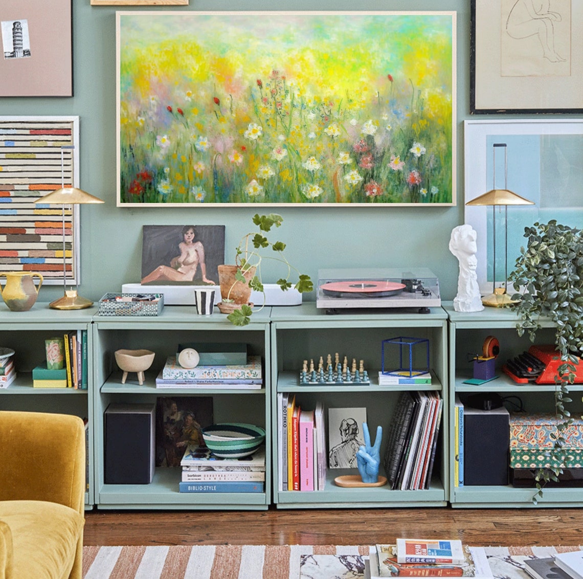 Soft Pastel Wildflower Meadow Abstract Colorful Spring Painting Poster - Image 4