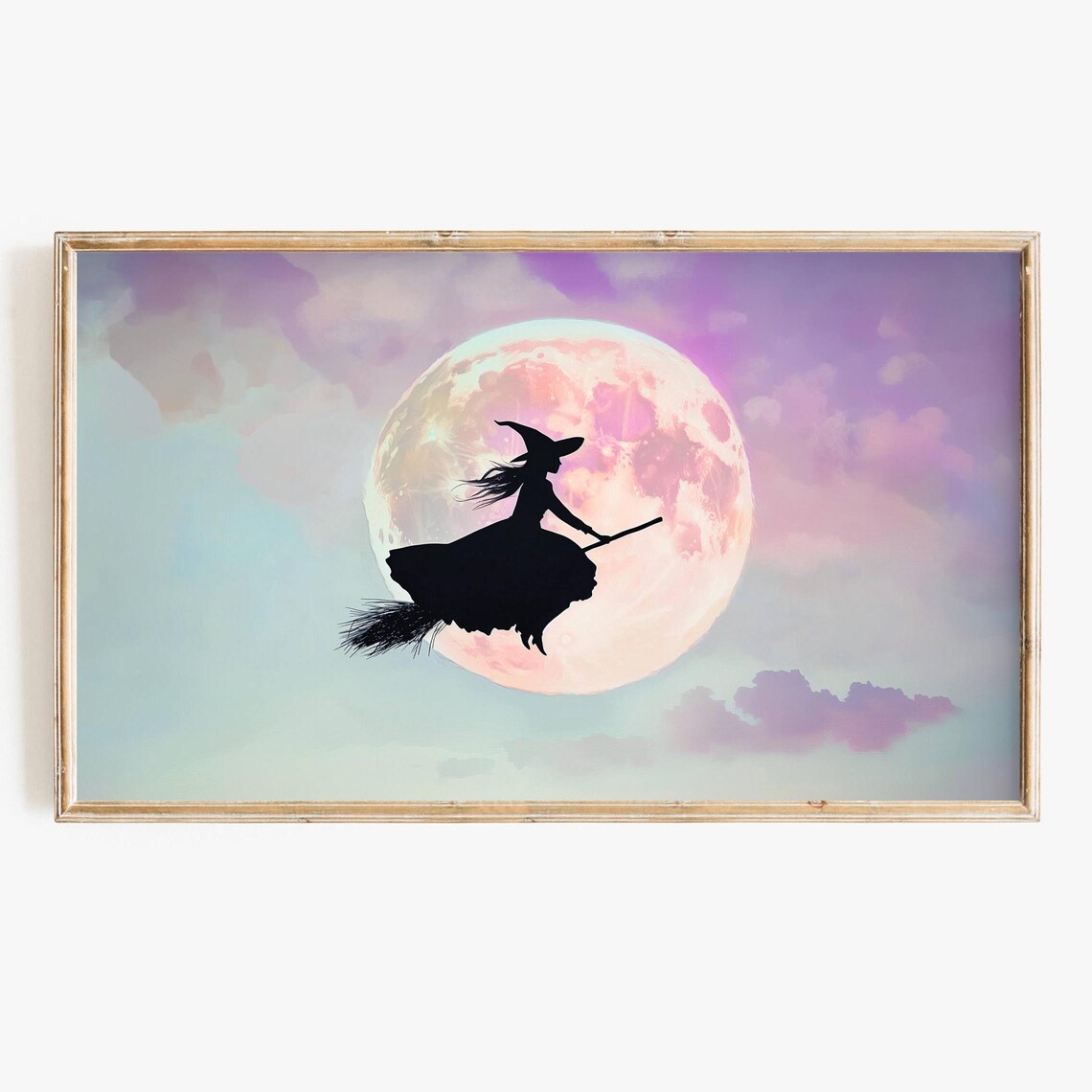 Pastel Witch Painting, Halloween Fall TV Art Print